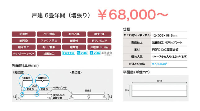 戸建 6畳洋間(増張り)¥68,000~